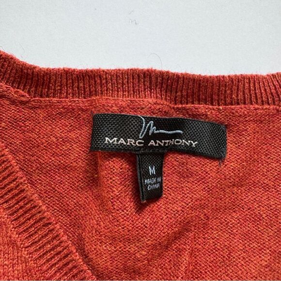 Marc Antony Burnt Orange V-Neck Sweater Size Medium - Picture 2 of 6